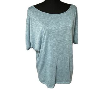 Colette Light Blue Twisted Cuff Dolman Cold Shoulder Top